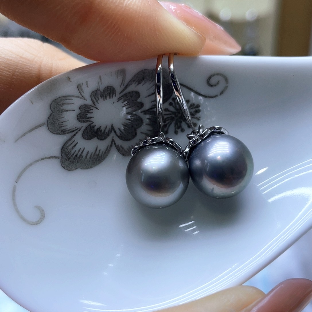 海水珍珠耳饰银S925镶嵌