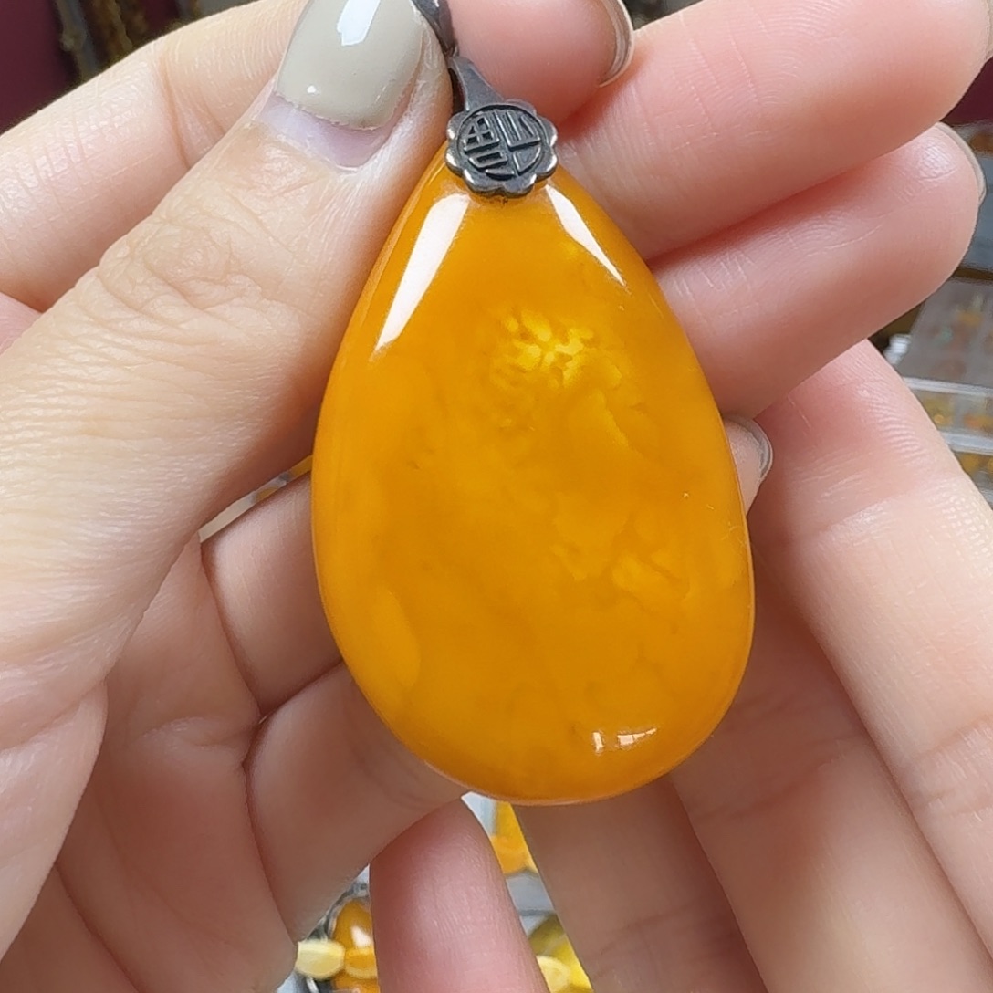 蜜蜡银S925镶嵌吊坠(不含链)吊坠