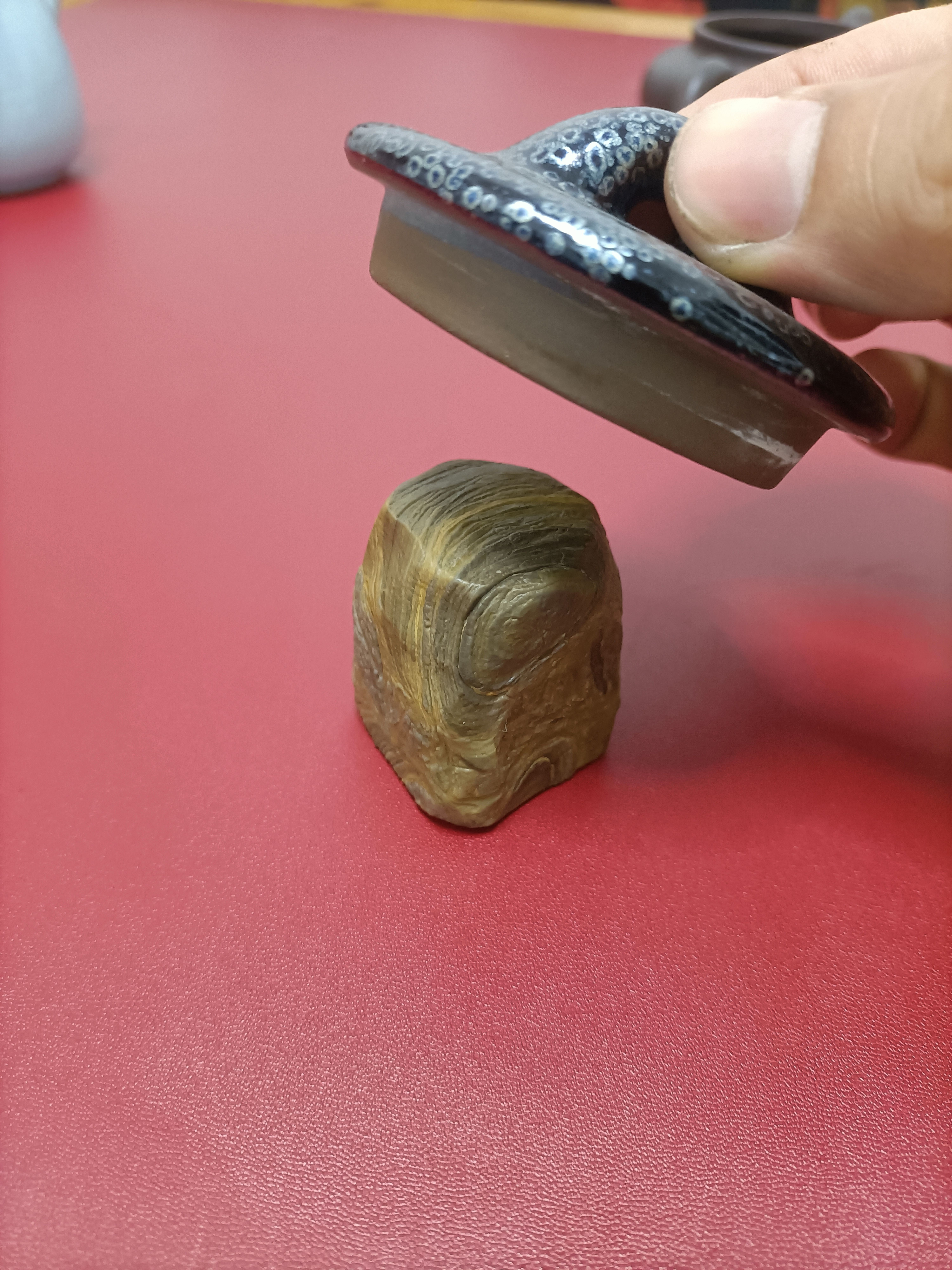 文创石材盖置盖碗盖托茶托茶具茶盖功夫茶具茶道茶宠摆件把件