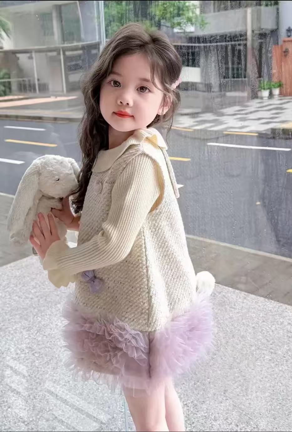 2025秋冬新款女童背心连衣裙洋气韩版小香风公主裙套装LFS89119