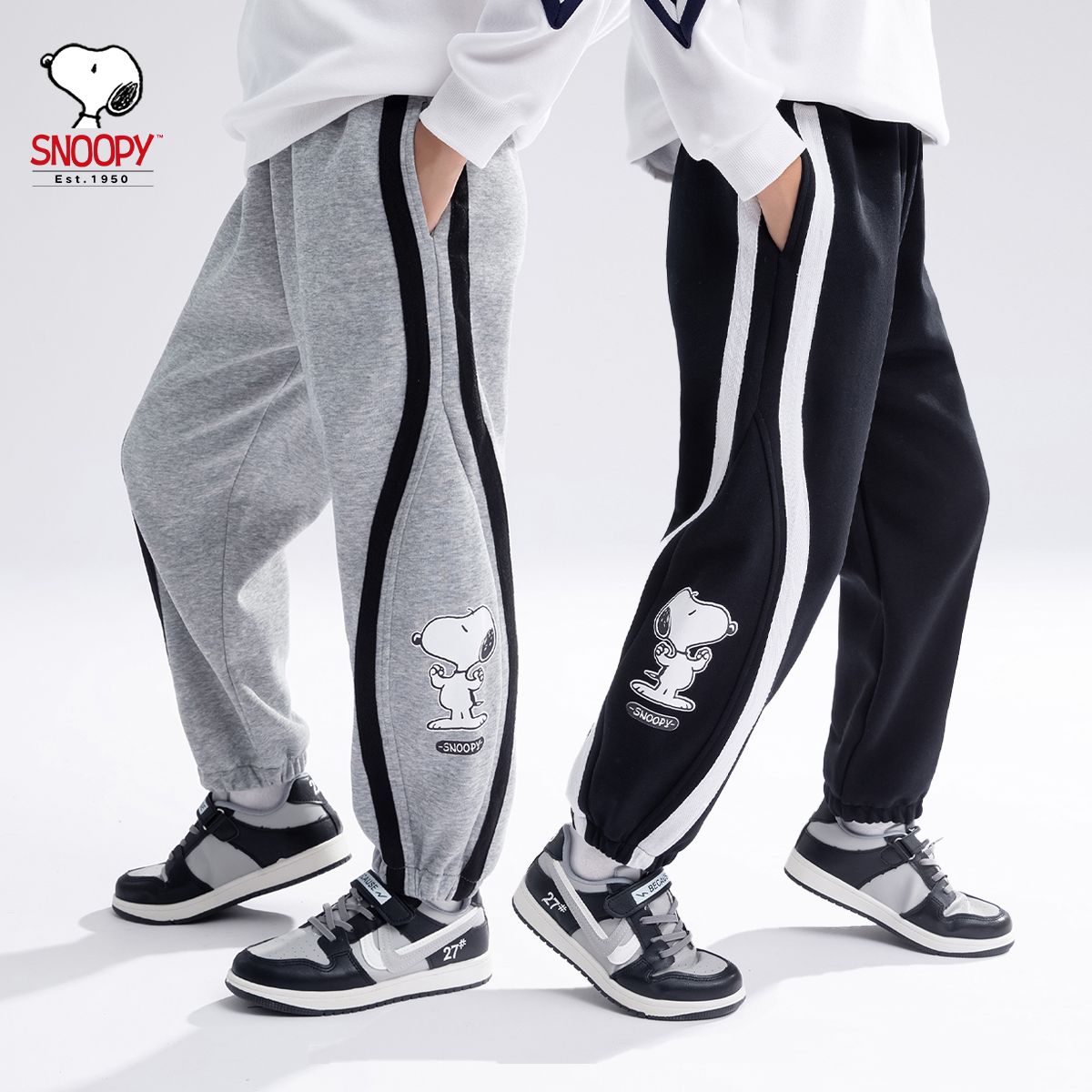 【洛儿妈青货福利】史努比运动裤春秋新款中大童束脚裤4K191