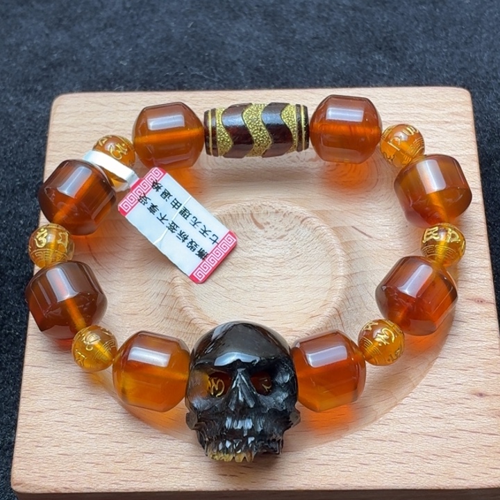 琥珀未镶嵌珠宝奇石15mm陀螺珠设计款