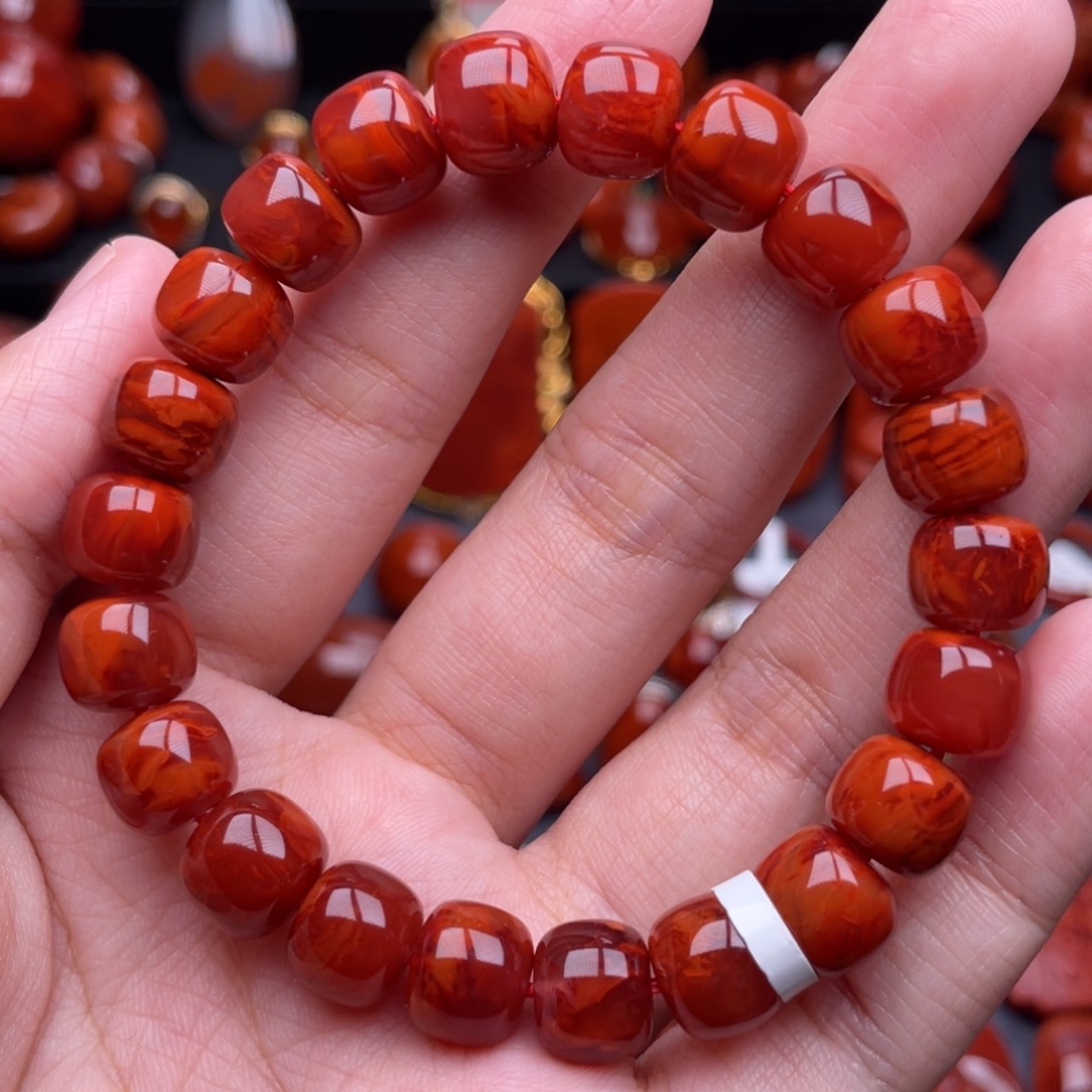 南红玛瑙未镶嵌珠宝奇石单圈10mm