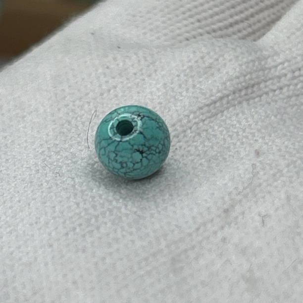 绿松石水草纹圆珠，直径7.1mm