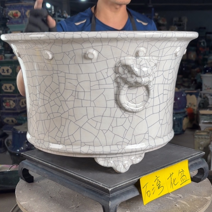 一风堂石湾花盆 内35*22高温裂微瑕