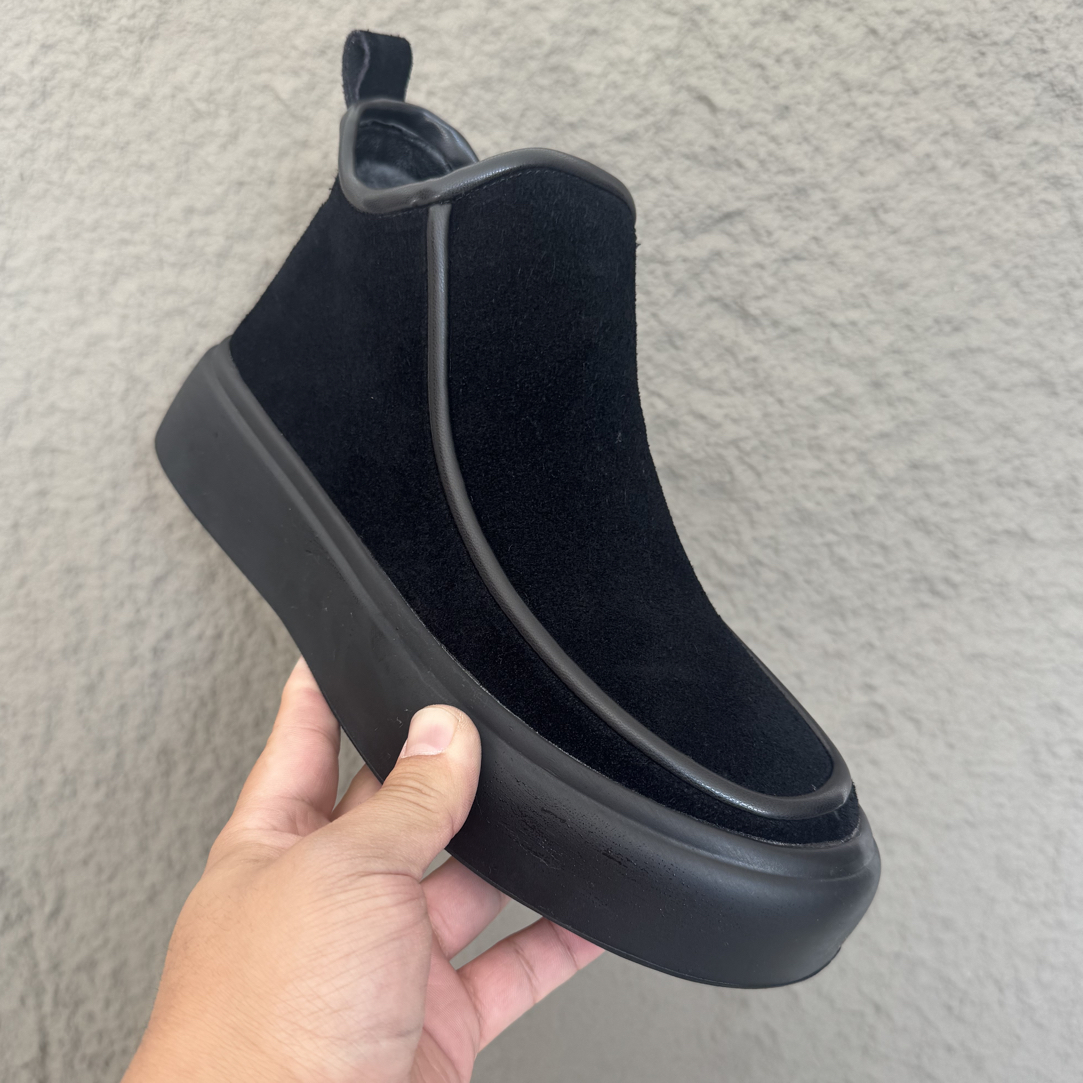 皮毛一体牛皮加厚冬切尔西靴显瘦舒适软底软面百搭增高防滑