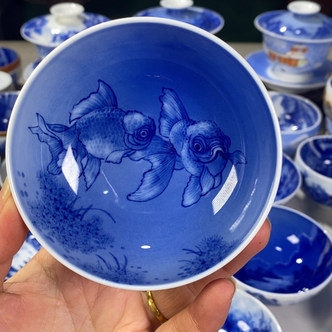 青花金鱼主人杯杯