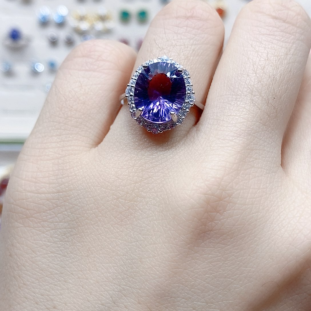 水晶戒指银S925镶嵌孤品