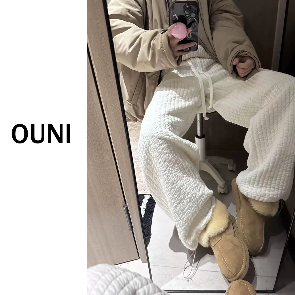  OUNI “ 奶白雾感 “ G家~慵懒松弛感直筒百搭公鸡家夯棉裤