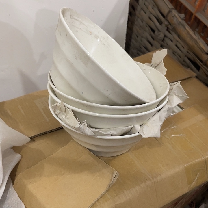 瓷片国营四厂强化瓷海螺碗4个 15.5厘米