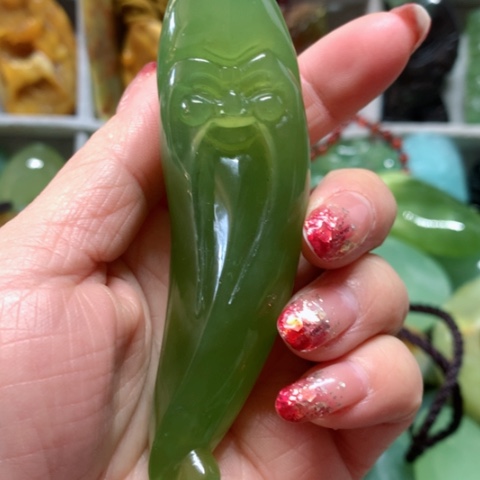 蛇纹石玉手把件未镶嵌