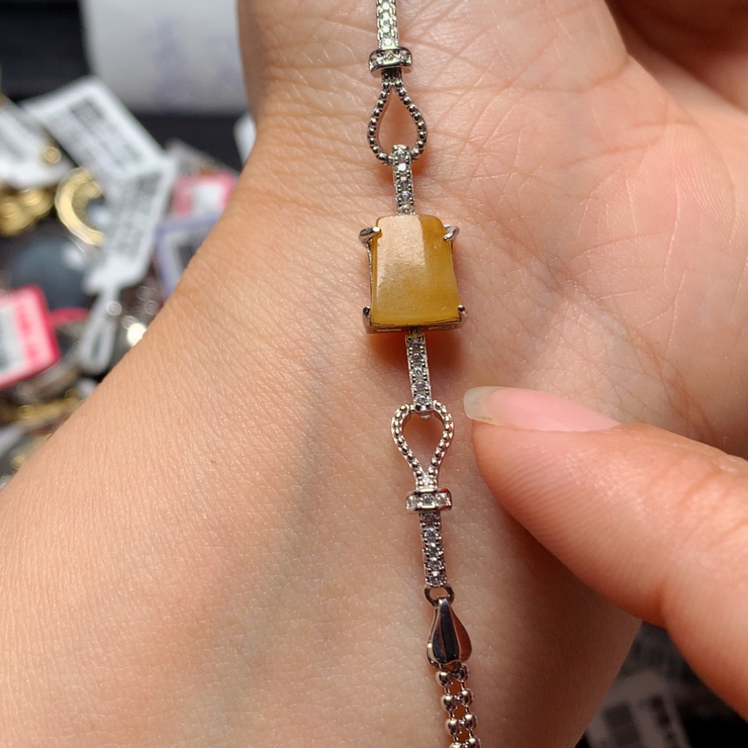 翡翠戒指银S925镶嵌天然翡翠手链