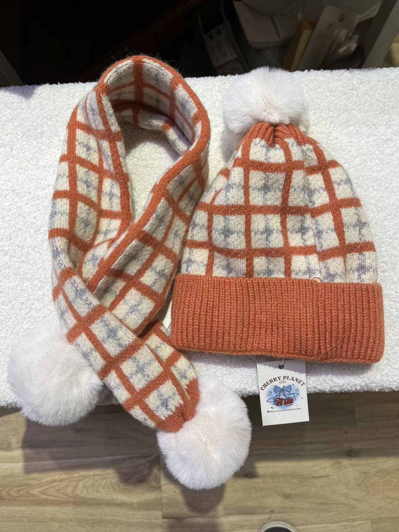 针织帽冬季圆顶无檐图案秋冬帽子拼色时尚亲子针织