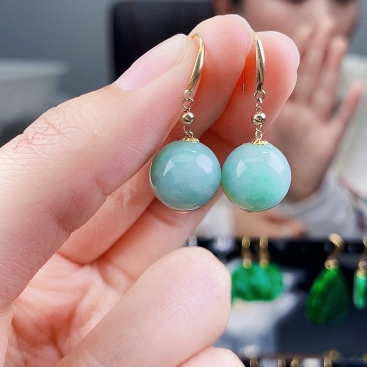 翡翠耳饰18K金镶嵌饰品