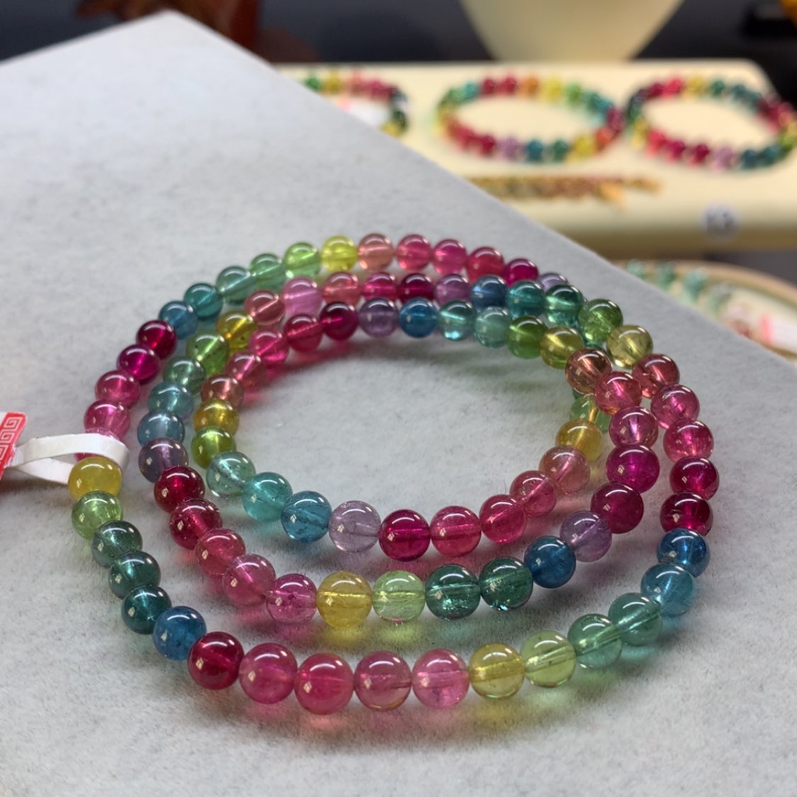 【闪购商品】未镶嵌手链碧玺彩虹色标多圈5.8