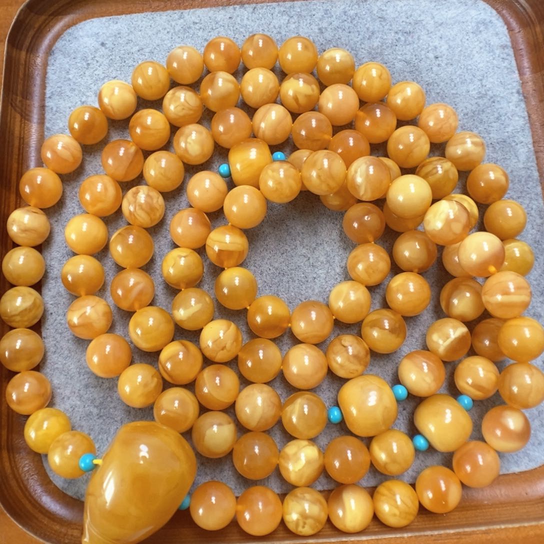 蜜蜡裸石未镶嵌蜜蜡108