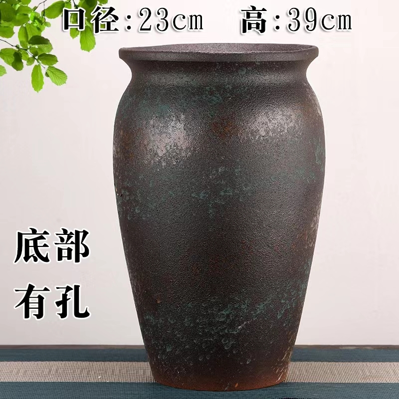 宜兴粗陶老桩九尾狐花盆室内多肉金钱树三角梅盆绿植大盆有孔花盆