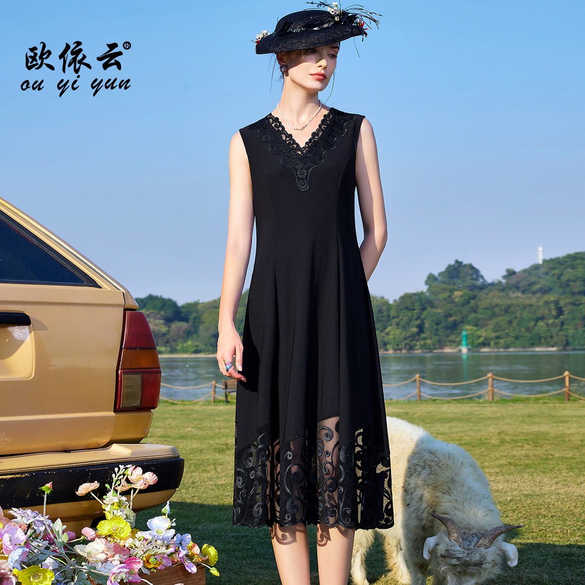 37171欧依云背心裙长款显瘦夏装无袖长裙子洋气收腰打底裙吊带裙