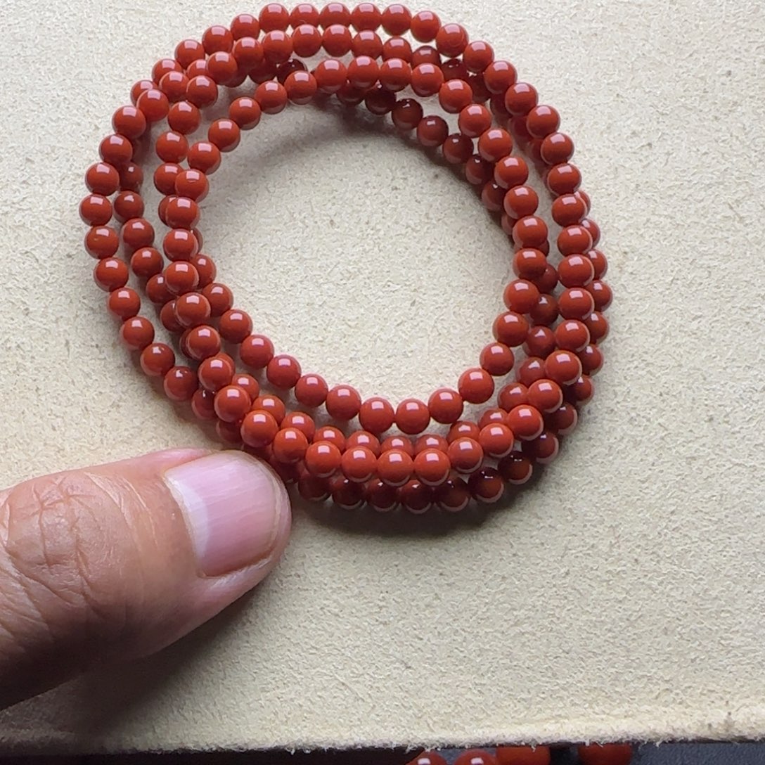 微***微南红玛瑙未镶嵌手链4.7mm五岔路