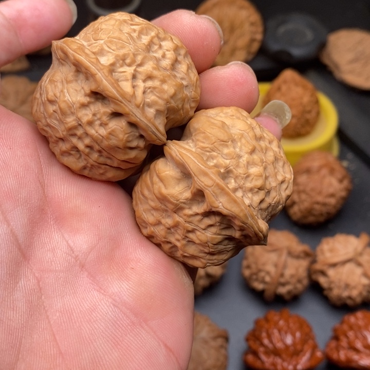 顺***水把件桃核比翼双飞1234