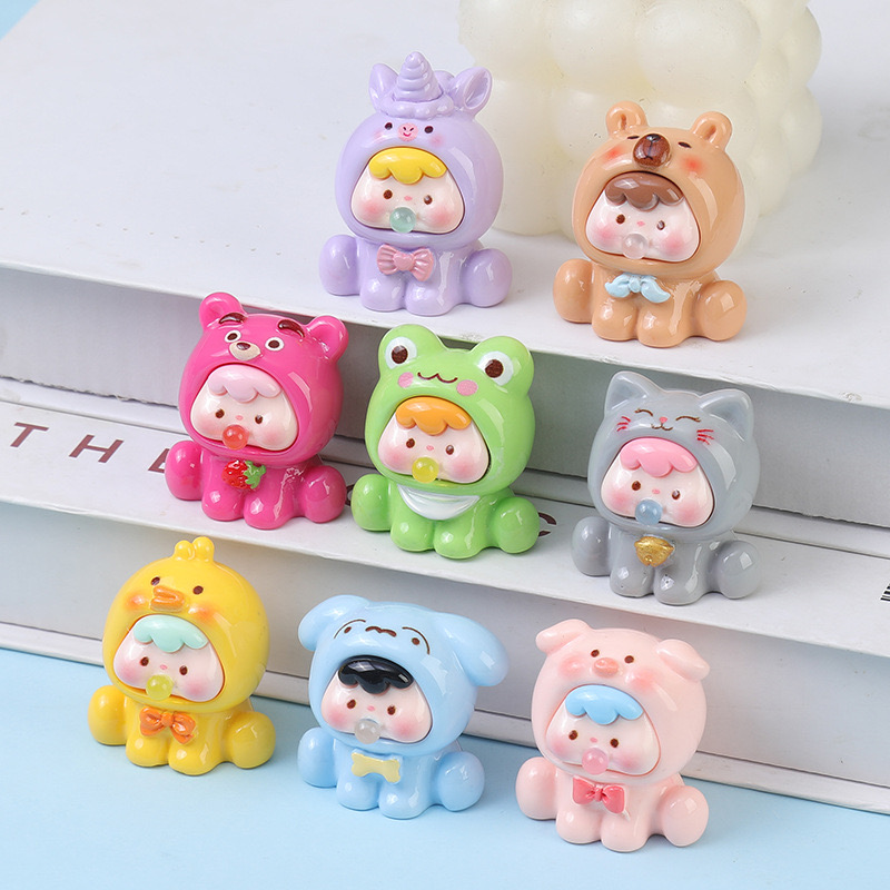 【九宫格＋许愿＋对碰】可爱动物吐泡泡diy树脂小摆件    