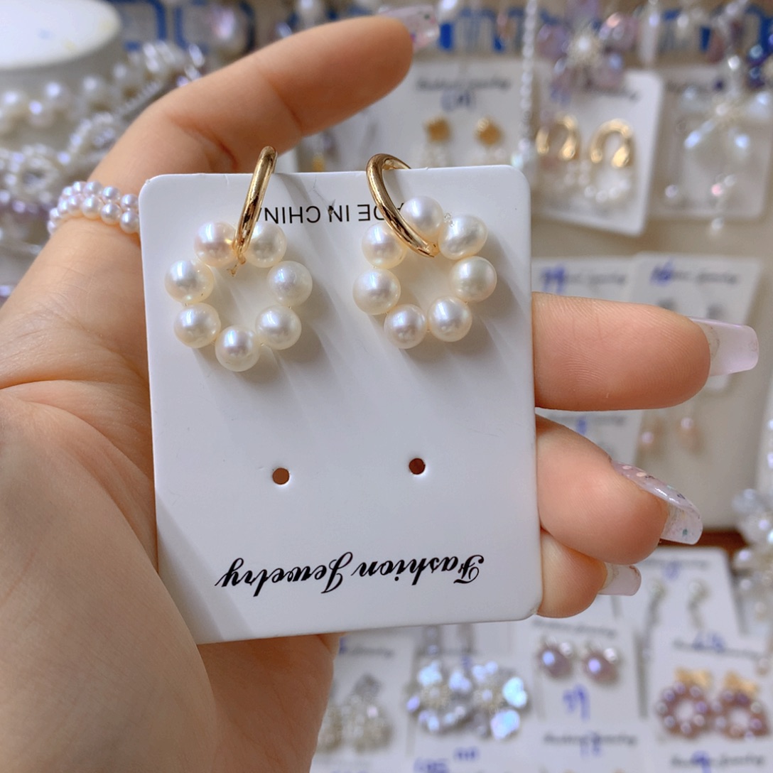 淡水珍珠耳饰银S925镶嵌