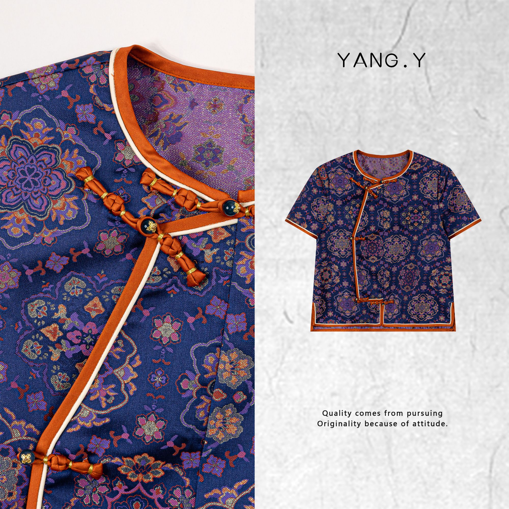 YANG.Y- 深圳原创新中式国风女装桑蚕丝25ss夏上衣短袖50571