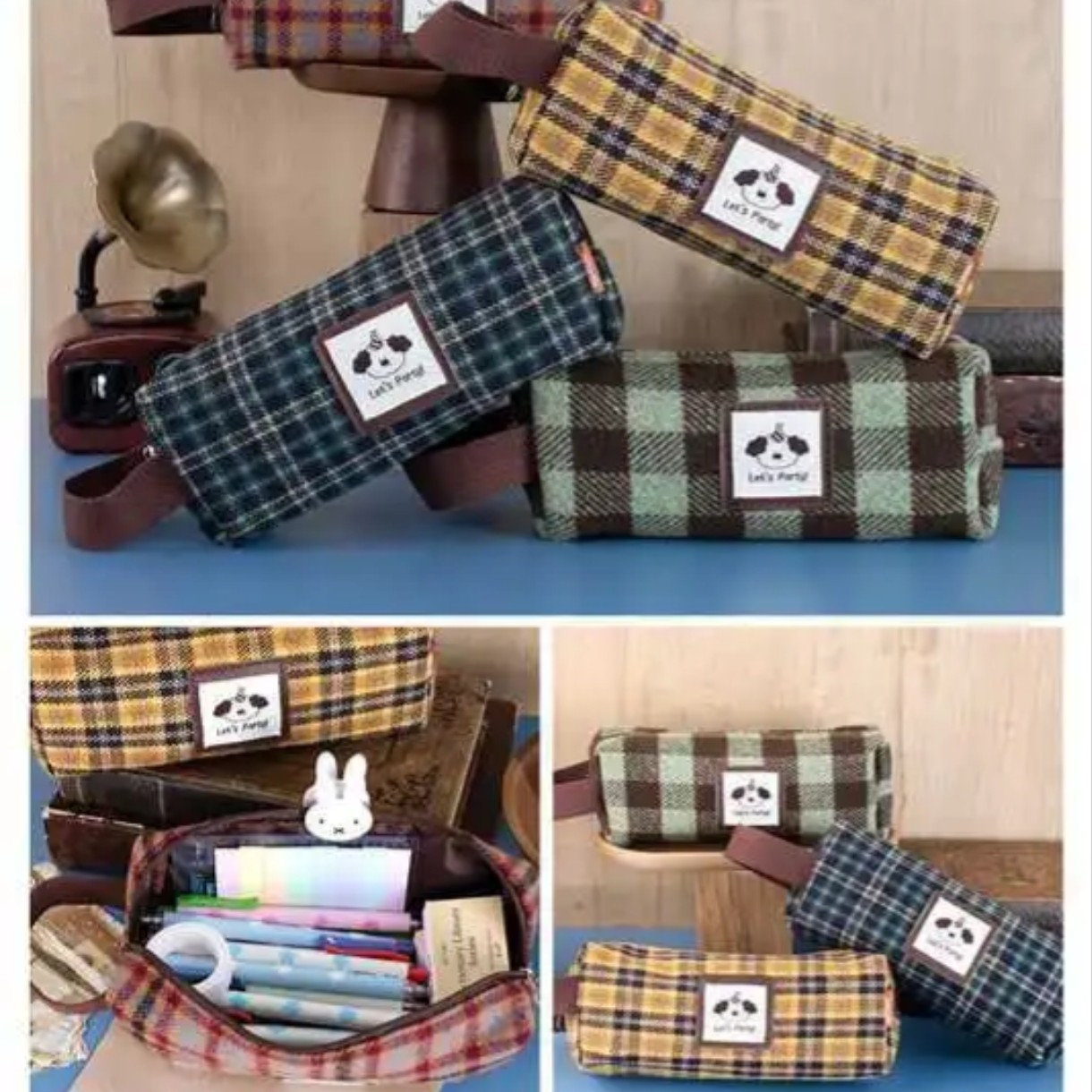 （一单到手四个）小清新格子大容量学生笔袋mk8829格叽小汪