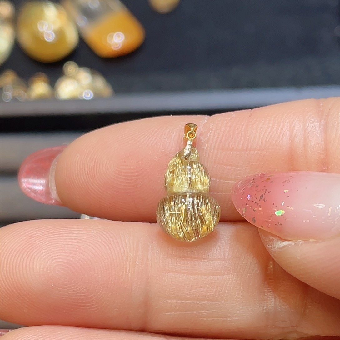 发晶钛晶吊坠18K金镶嵌C***·