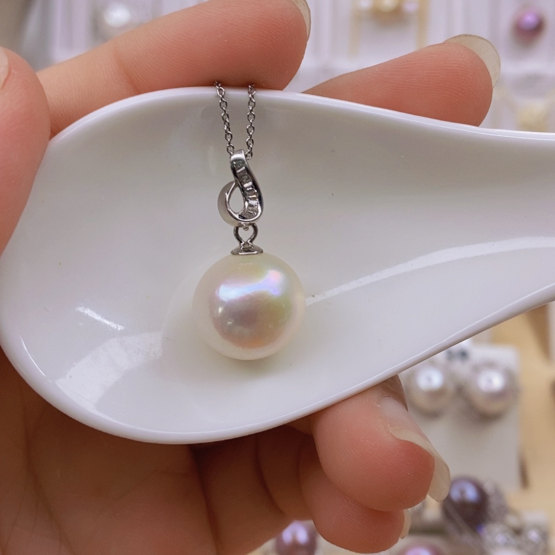 淡水珍珠银S925镶嵌吊坠(赠链)
