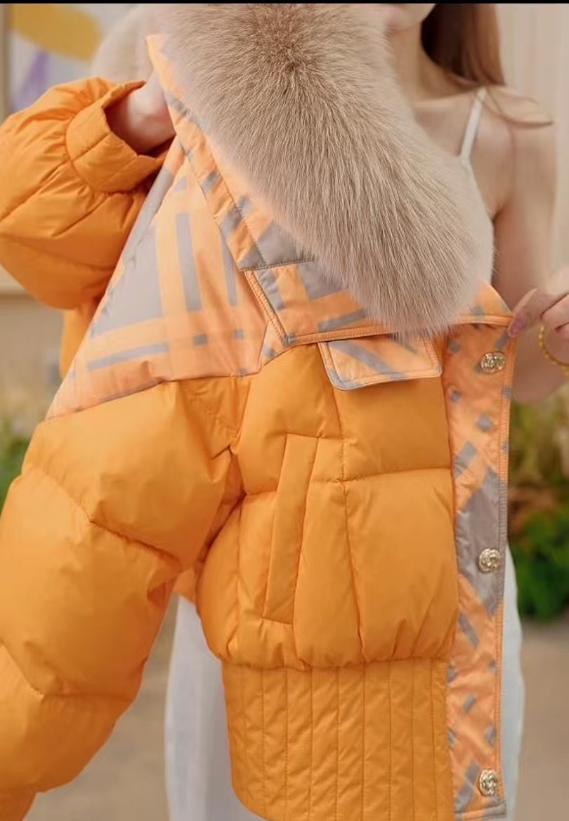 VV气质时尚保暖百搭保暖洋大毛领女士90白鸭绒羽绒服