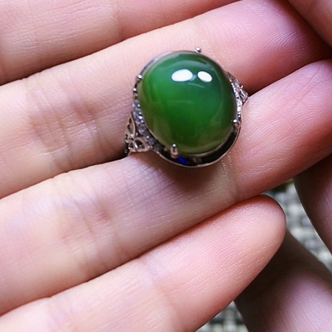 和田玉银S925镶嵌戒指