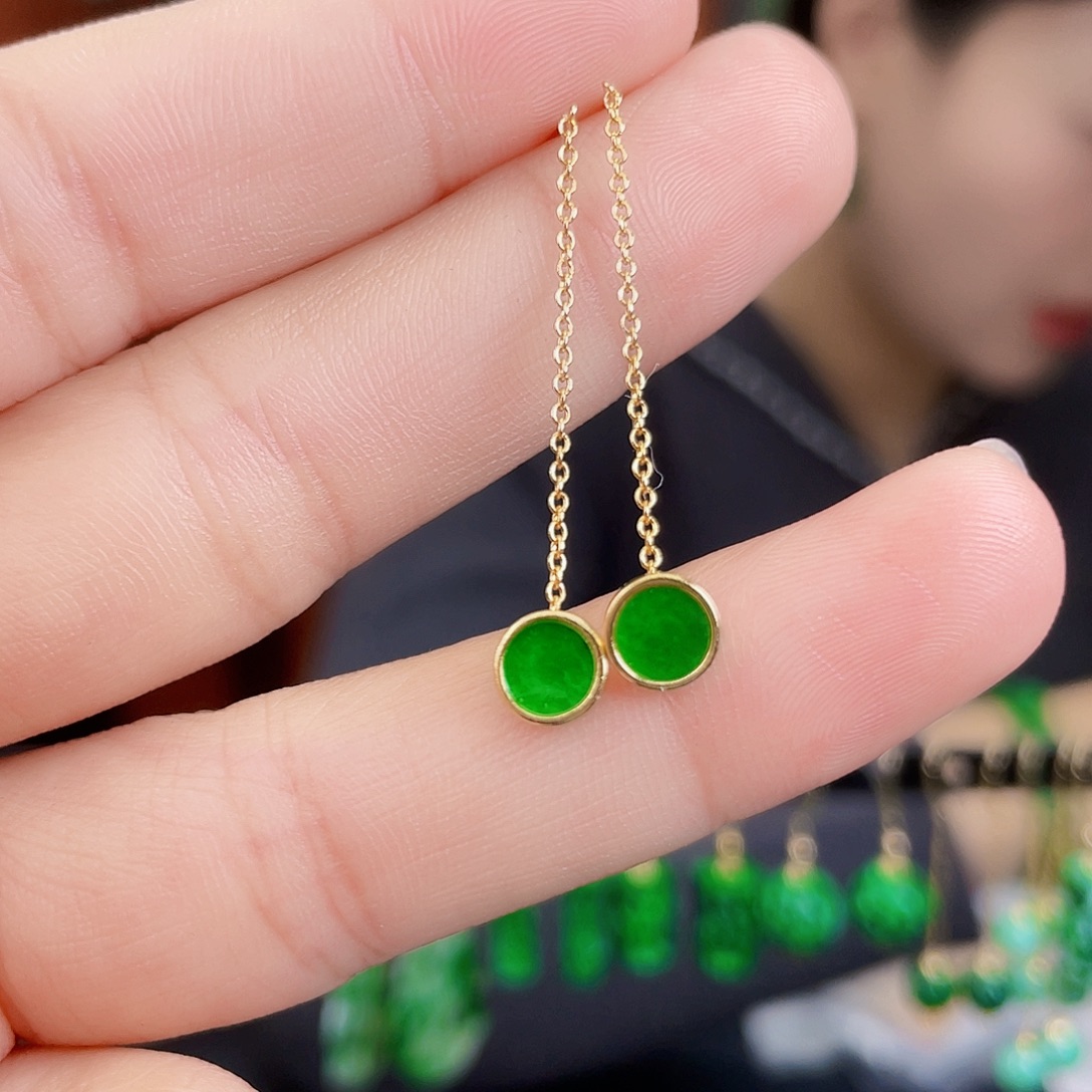 翡翠银S925镶嵌耳饰