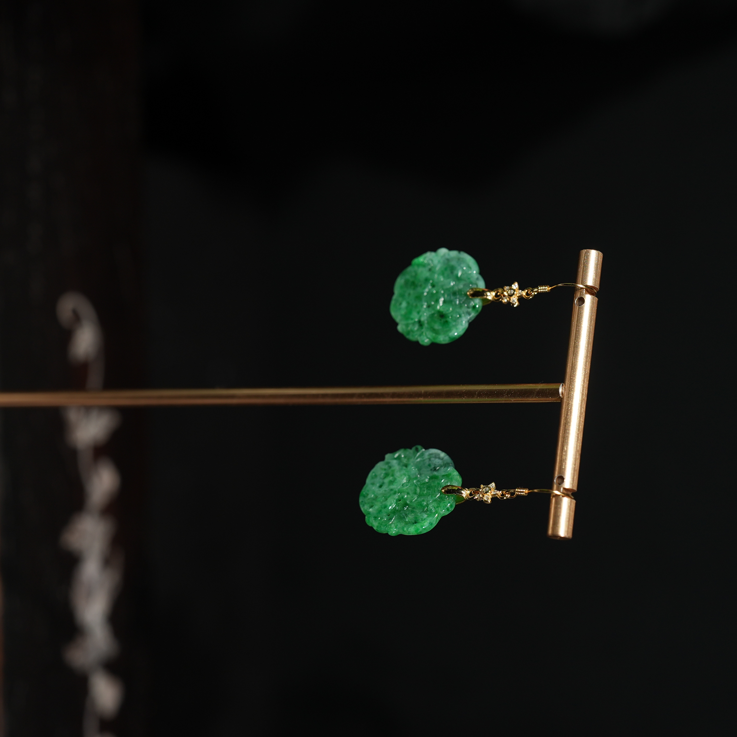 12.30香港王老板-翡翠a货镶嵌耳饰3y125