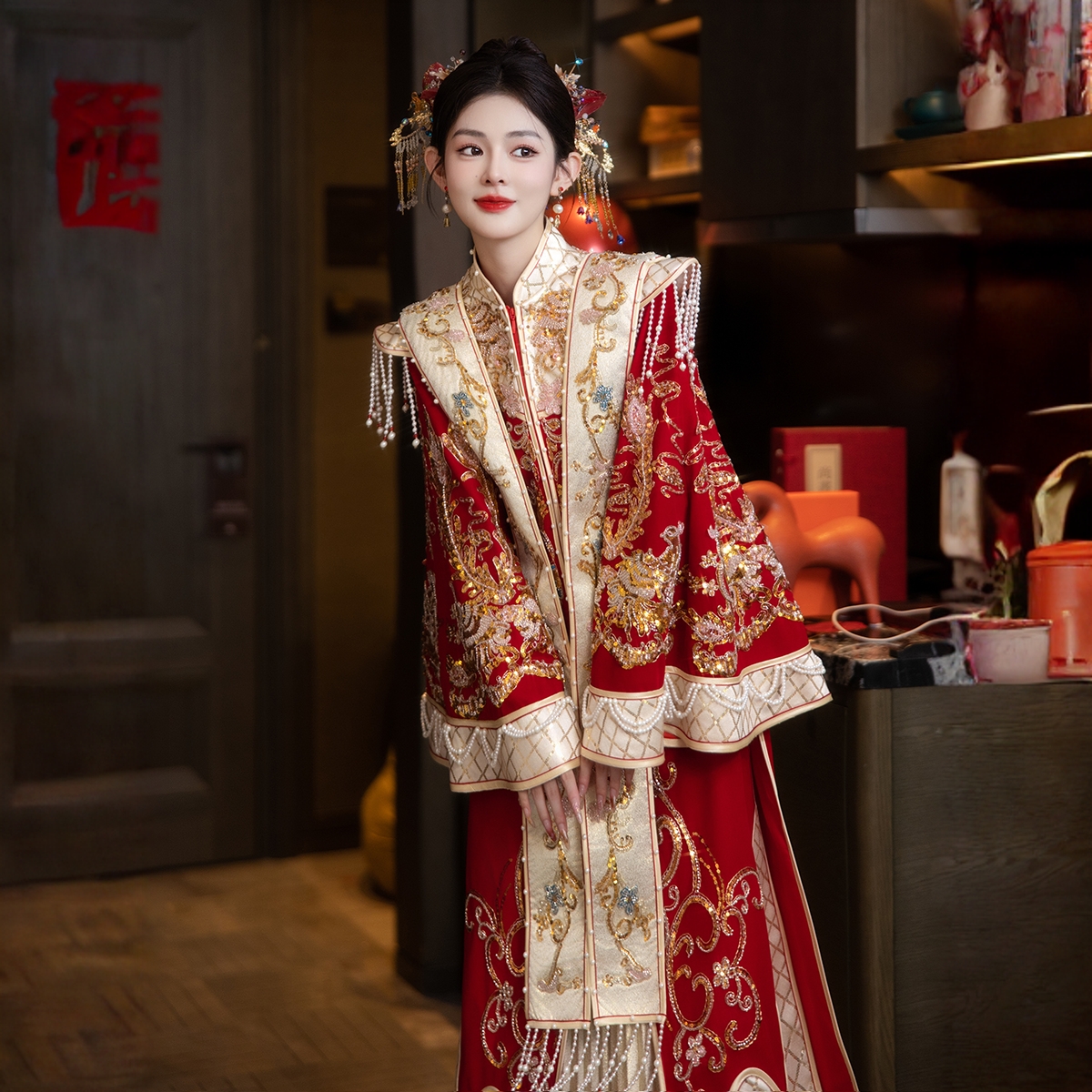 孕妇秀禾服新娘胖MM明制嫁衣凤冠霞帔婚服全套大码出阁重工禾秀服