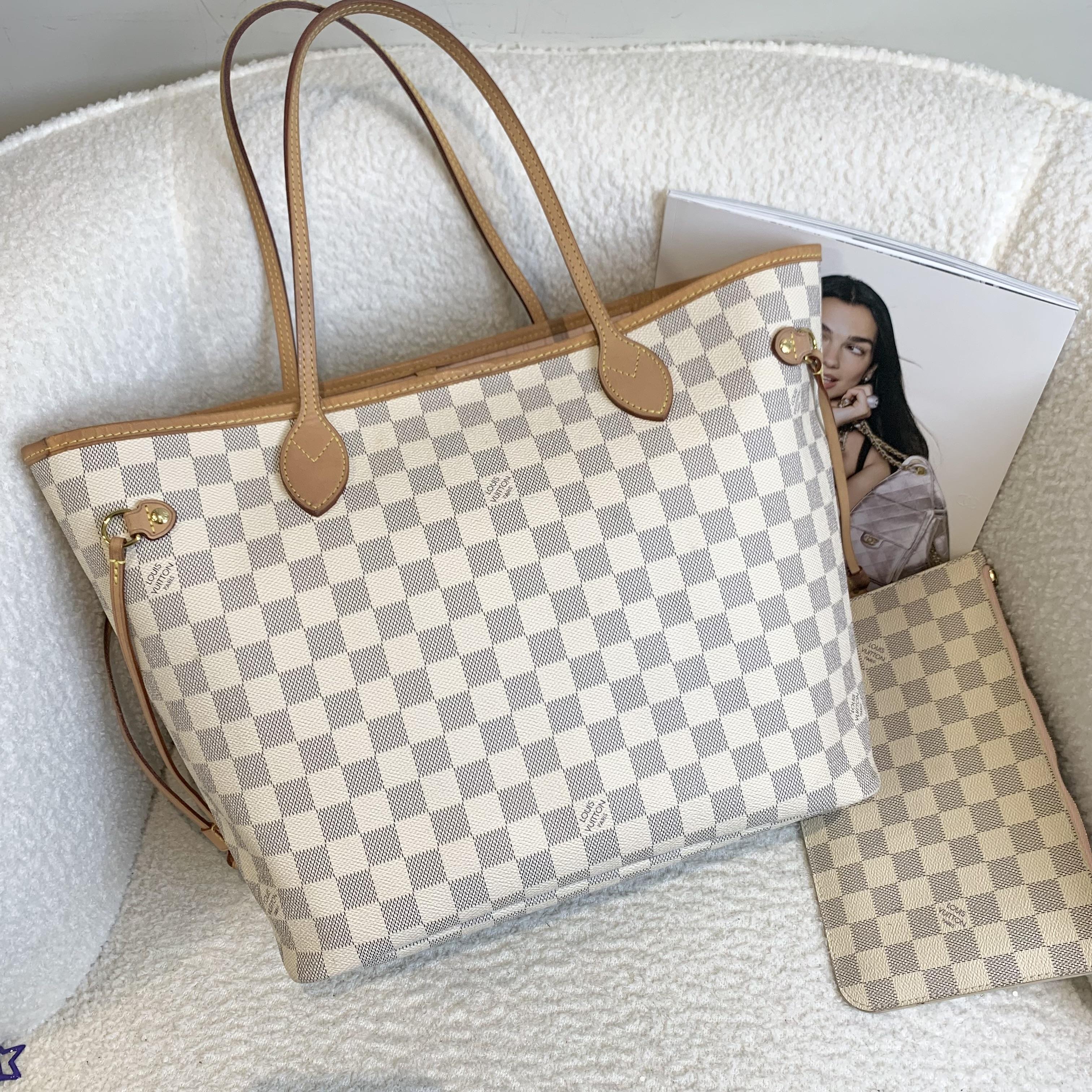 99新 LouisVuitton/路易威登 十一壹臻/白棋盘格neverful45753570