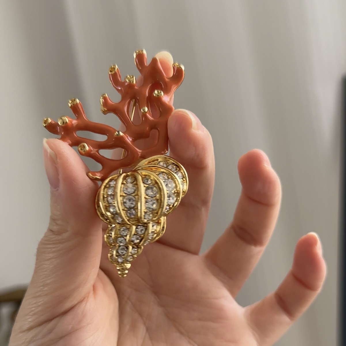 铜合金胸针 5181542【有趣的海螺】中古风复古精致款海螺胸针