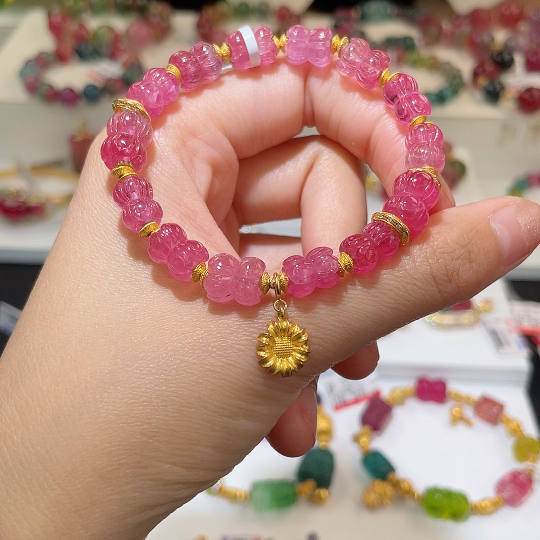 碧玺手链18K金镶嵌碧玺手链