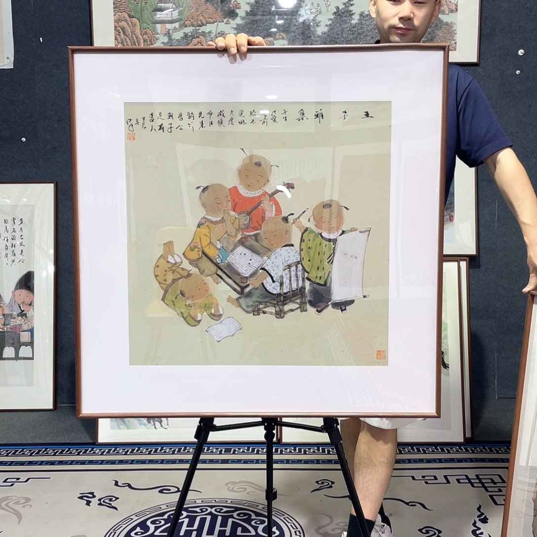 国画手绘画作品带框