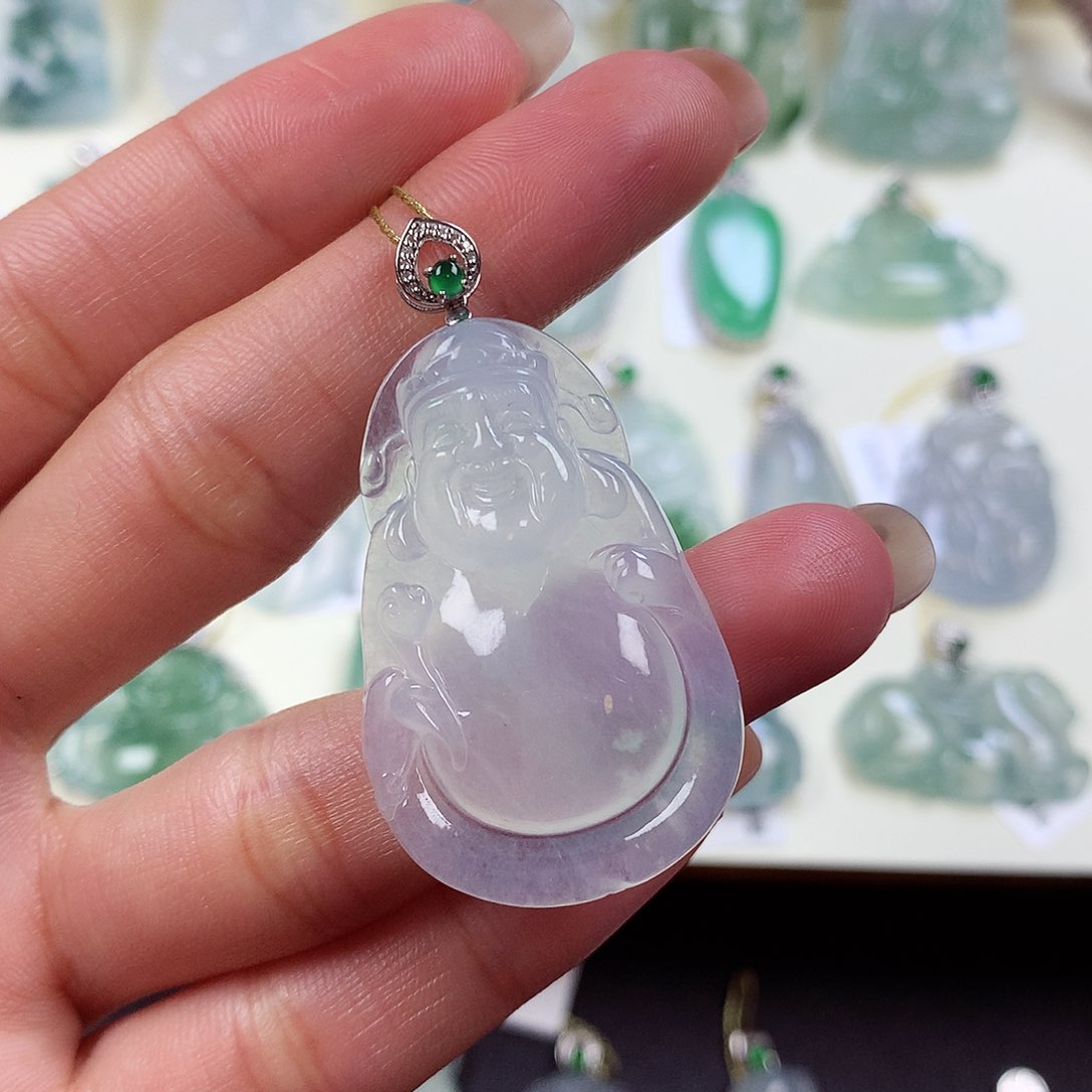 翡翠吊坠(不含链)18K金镶嵌