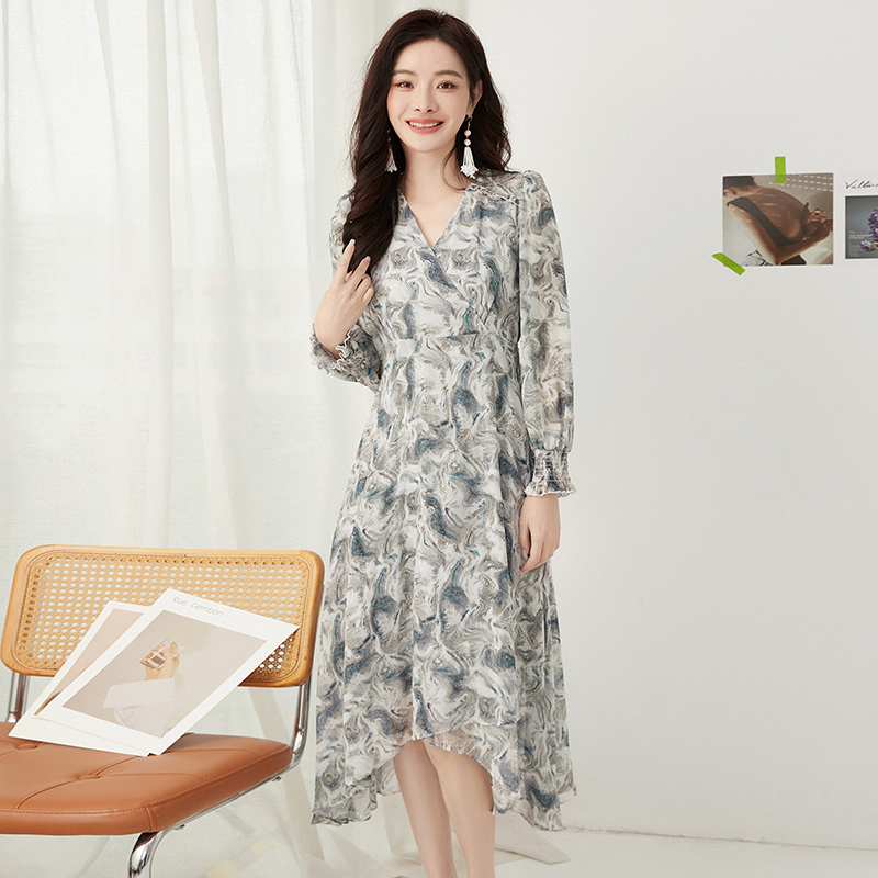 A288温柔淑女范中长裙连衣裙女2025春51NY0A0288