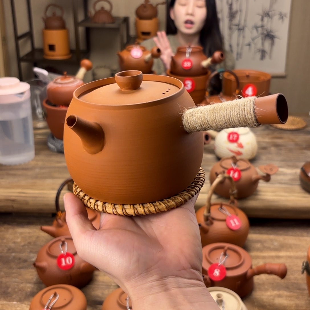 煮水煮茶甘甜 潮州砂铫壶 搭藤垫