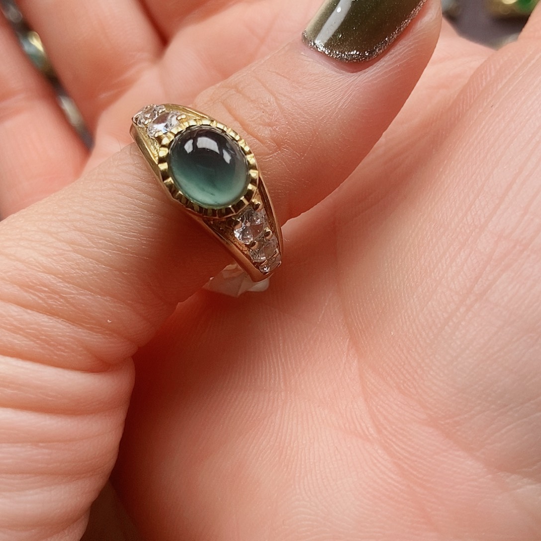 银S925镶嵌戒指翡翠京**赐