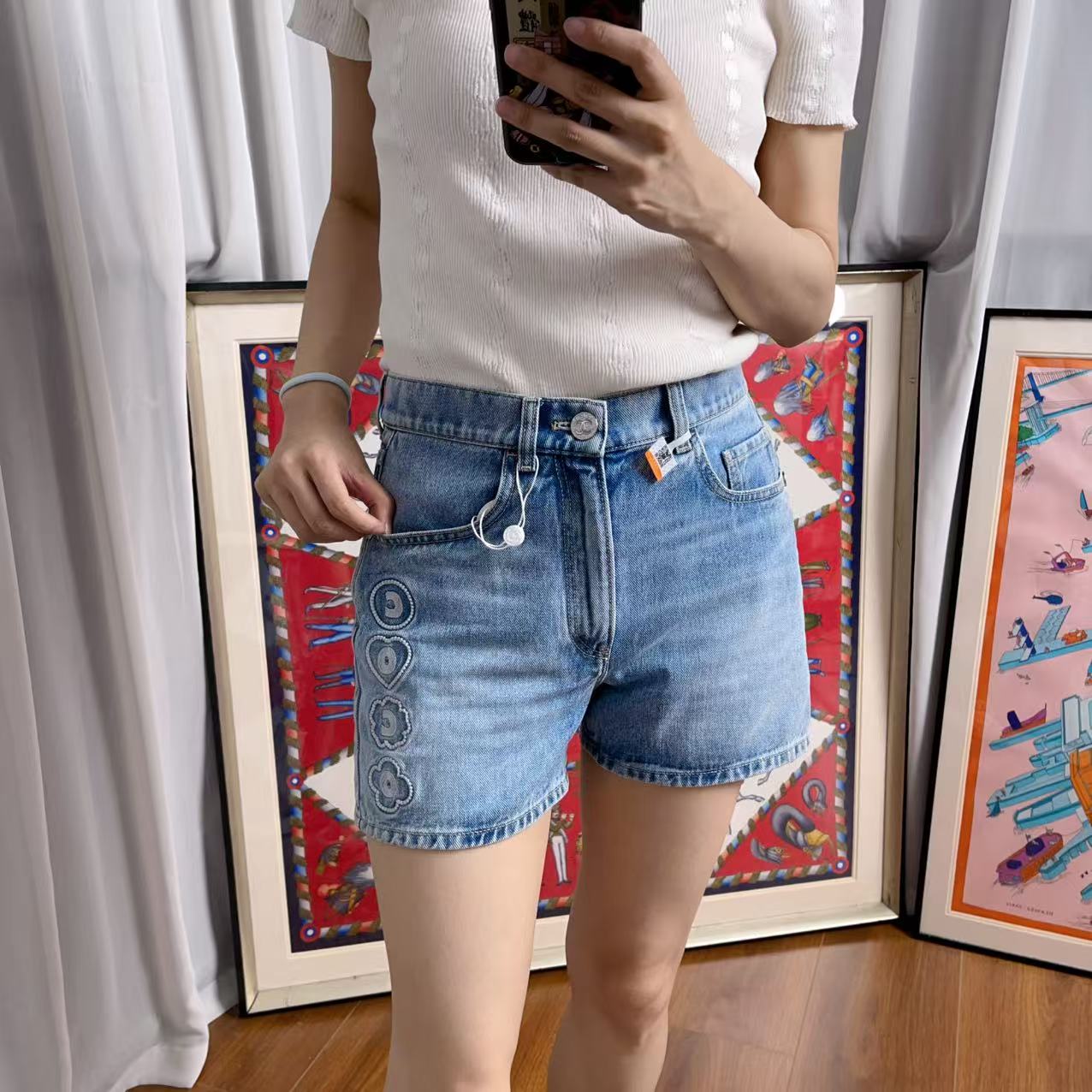 95新 Chanel/香奈儿 25Mcoco沙滩系列牛仔短裤34码/250622VHHSK02