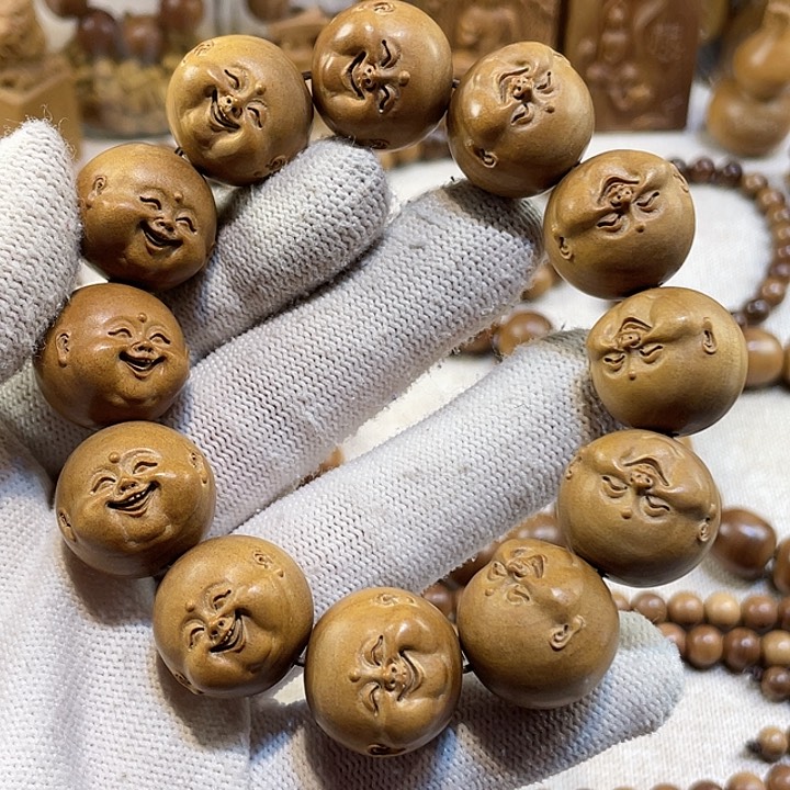 檀香木手串/手链老山檀香2.0湘工笑口常开高货