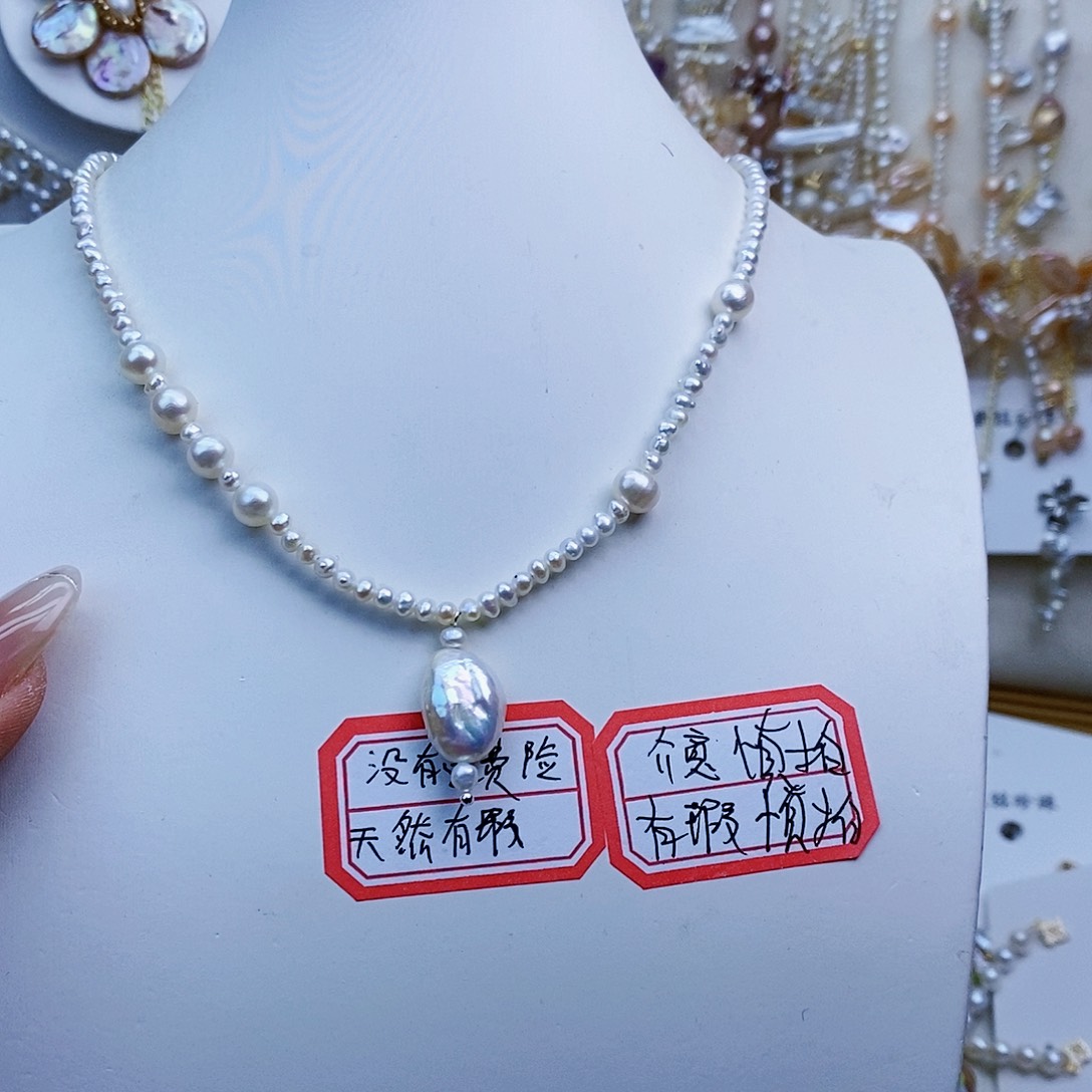 淡水珍珠颈饰银S925镶嵌