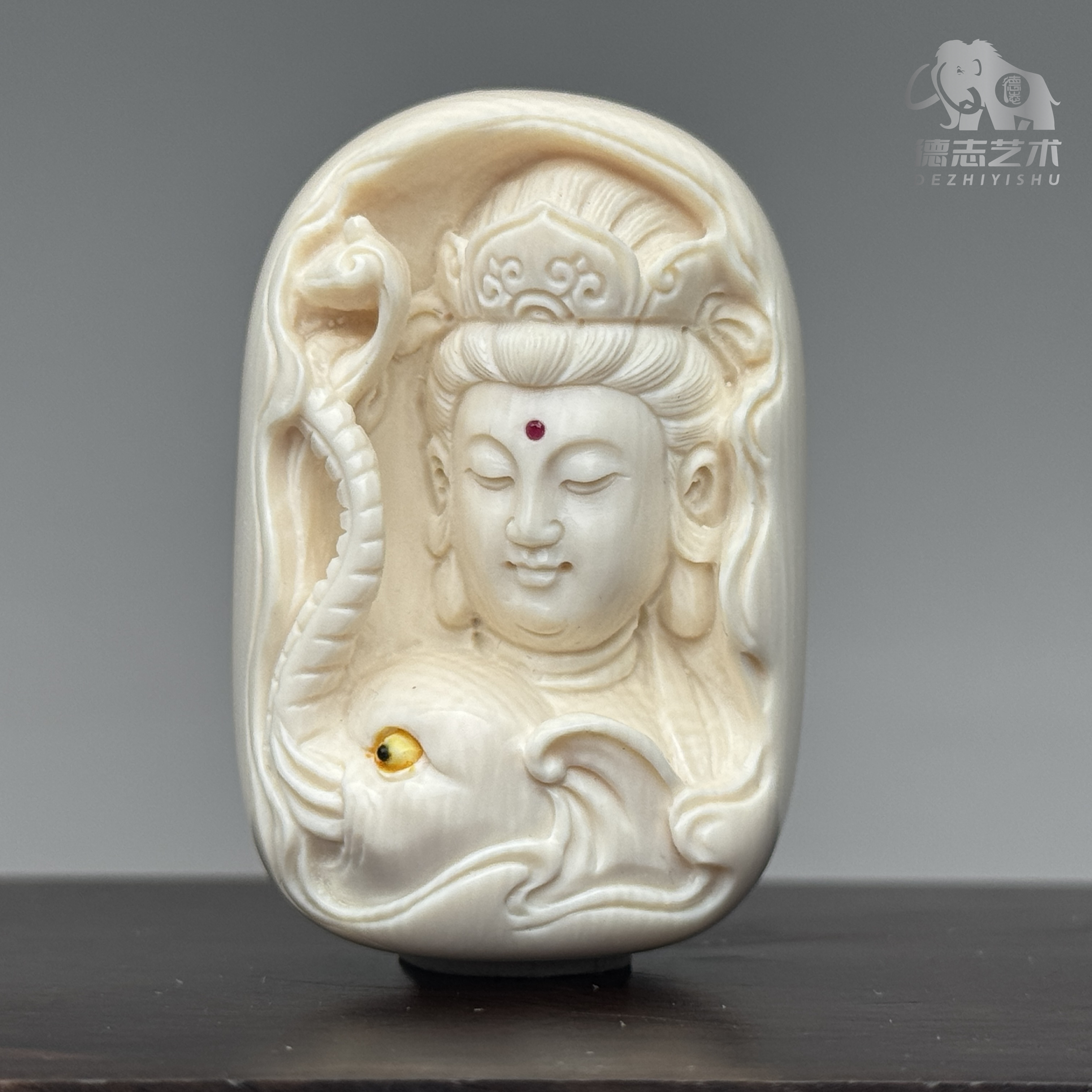 DEZHI/德志【普贤菩萨】红皮大号49*33*20mm原创猛犸吊坠龙蛇守护