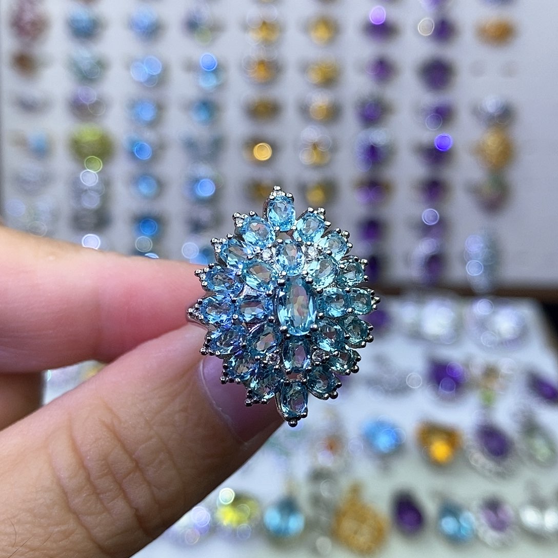 银S925镶嵌磷灰石戒指一物一证