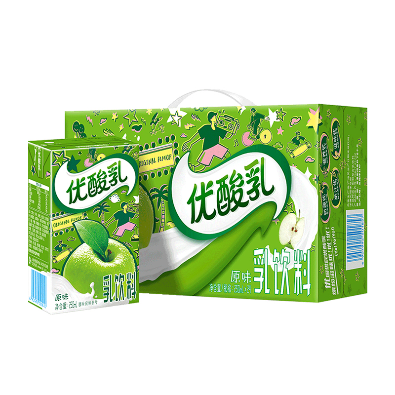 【6月】伊利优酸乳原味西梅荔枝杏子250ml*24盒整箱含乳饮品早餐奶