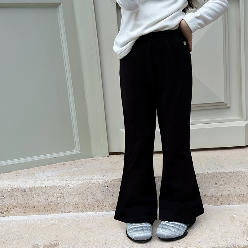 【加绒】女童冬季保暖裤子儿童复合一体230g奥粒绒修身喇叭裤25K038